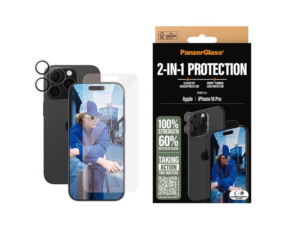 PanzerGlass Displayschutzglas 2-in-1 Protection, Glass, Lens Protector für Apple iPhone 16 Pro, Displayschutzfolie, Schutzfolie, Bildschirmschutz, kratz- & stoßfest PanzerGlass Displayschutzglas 2-in-1 Protection, Glass, Lens Protector für Apple iPhone 16 Pro, Displayschutzfolie, Schutzfolie, Bildschirmschutz, kratz- & stoßfest von PanzerGlass