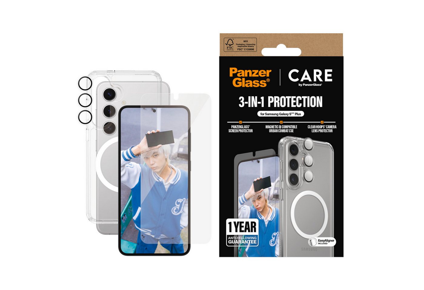 CARE by PanzerGlass Displayschutzglas 3-in-1 Protection Set für Samsung Galaxy S25+, Displayschutzfolie, Schutzfolie, Bildschirmschutz, kratz- & stoßfest CARE by PanzerGlass Displayschutzglas 3-in-1 Protection Set für Samsung Galaxy S25+, Displayschutzfolie, Schutzfolie, Bildschirmschutz, kratz- & stoßfest von CARE by PanzerGlass