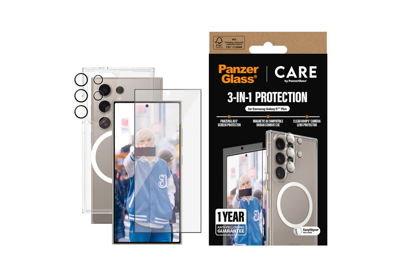 CARE by PanzerGlass Displayschutzglas 3-in-1 Protection Set für Samsung Galaxy S25 Ultra, Displayschutzfolie, Schutzfolie, Bildschirmschutz, kratz- & stoßfest CARE by PanzerGlass Displayschutzglas 3-in-1 Protection Set für Samsung Galaxy S25 Ultra, Displayschutzfolie, Schutzfolie, Bildschirmschutz, kratz- & stoßfest von CARE by PanzerGlass