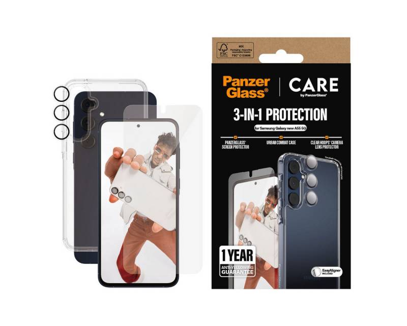 CARE by PanzerGlass Displayschutzglas 3-in-1 Protection Urban Combat Case + Screen Protection + Hoops für Samsung Galaxy A56, Displayschutzfolie, Schutzfolie, Bildschirmschutz, kratz- & stoßfest von CARE by PanzerGlass