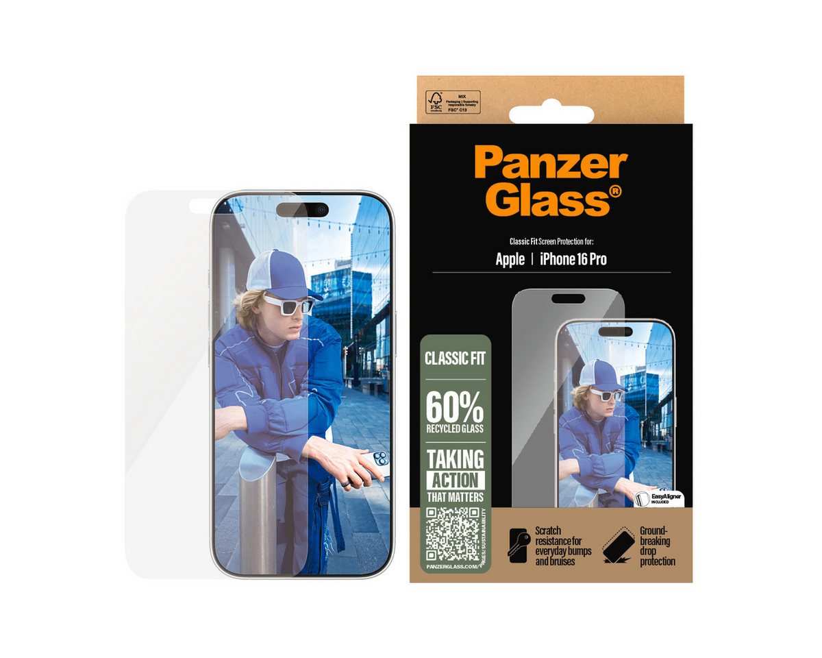 PanzerGlass Displayschutzglas Classic Fit Screen Protection für Apple iPhone 16 Pro, Displayschutzfolie, Schutzfolie, Bildschirmschutz, kratz- & stoßfest PanzerGlass Displayschutzglas Classic Fit Screen Protection für Apple iPhone 16 Pro, Displayschutzfolie, Schutzfolie, Bildschirmschutz, kratz- & stoßfest von PanzerGlass