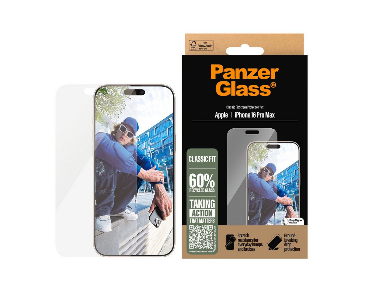 PanzerGlass Displayschutzglas Classic Fit Screen Protection für Apple iPhone 16 Pro Max, Displayschutzfolie, Schutzfolie, Bildschirmschutz, kratz- & stoßfest PanzerGlass Displayschutzglas Classic Fit Screen Protection für Apple iPhone 16 Pro Max, Displayschutzfolie, Schutzfolie, Bildschirmschutz, kratz- & stoßfest von PanzerGlass