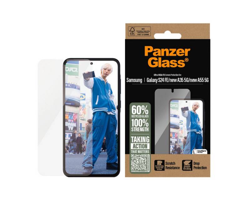 CARE by PanzerGlass Displayschutzglas Ultra-Wide Fit Screen Protector für Samsung Galaxy A36 5G, Samsung Galaxy A56 5G, Samsung Galaxy S24 FE, Displayschutzfolie, Schutzfolie, Bildschirmschutz, kratz- & stoßfest von CARE by PanzerGlass