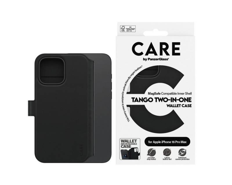 CARE by PanzerGlass Handyhülle Case Feature Tango 2-in-1 Wallet Case Apple iPhone 16 Pro Max, Backcover, Schutzhülle, Handyschutzhülle, Case, Schutzcase, stoßfest von CARE by PanzerGlass