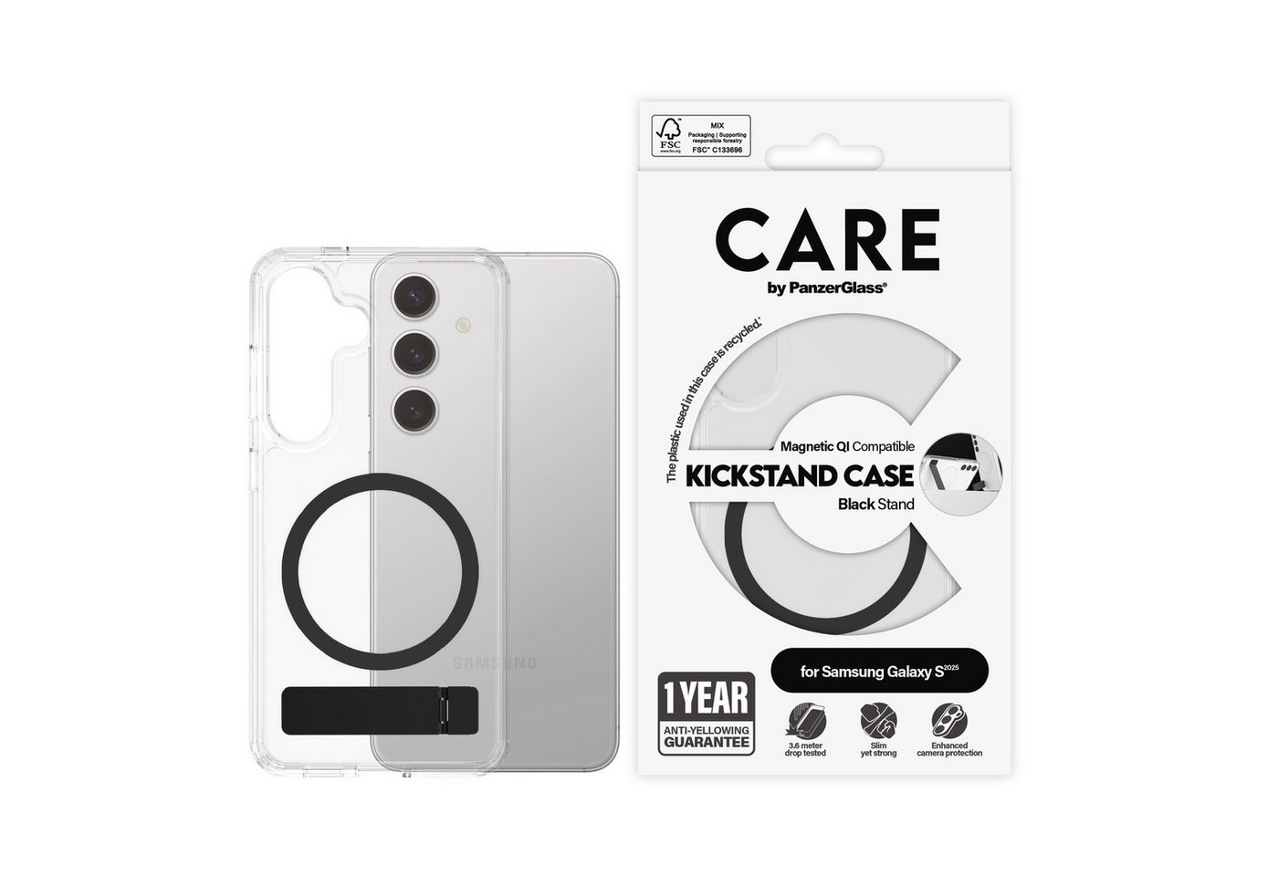 CARE by PanzerGlass Handyhülle Magnetic QI Compatible Kickstand Case für Samsung Galaxy S25, Backcover, Schutzhülle, Handyschutzhülle, Case, Schutzcase, stoßfest CARE by PanzerGlass Handyhülle Magnetic QI Compatible Kickstand Case für Samsung Galaxy S25, Backcover, Schutzhülle, Handyschutzhülle, Case, Schutzcase, stoßfest von CARE by PanzerGlass