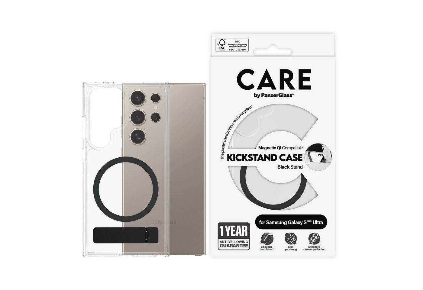 CARE by PanzerGlass Handyhülle Magnetic QI Compatible Kickstand Case für Samsung Galaxy S25 Ultra, Backcover, Schutzhülle, Handyschutzhülle, Case, Schutzcase, stoßfest CARE by PanzerGlass Handyhülle Magnetic QI Compatible Kickstand Case für Samsung Galaxy S25 Ultra, Backcover, Schutzhülle, Handyschutzhülle, Case, Schutzcase, stoßfest von CARE by PanzerGlass
