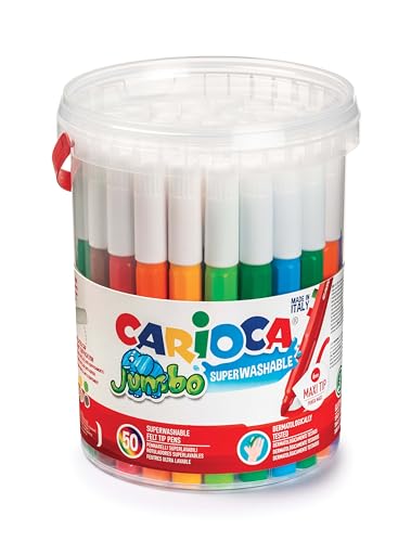 CARIOCA Jumbo | Waschbare Maxi Filzstifte für Kinder, 50 Stück in verschiedenen Farben von CARIOCA