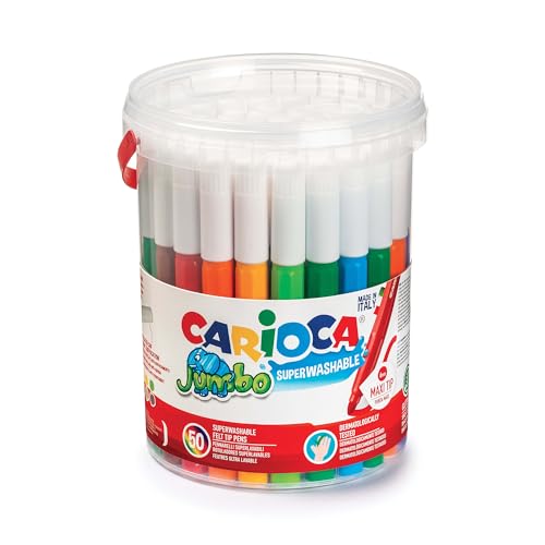 CARIOCA Jumbo | Waschbare Maxi Filzstifte für Kinder, 50 Stück in verschiedenen Farben von CARIOCA