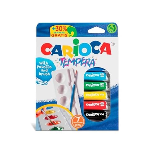 CARIOCA Tempera-Tubes 10 ml x 7 + Pinsel von CARIOCA