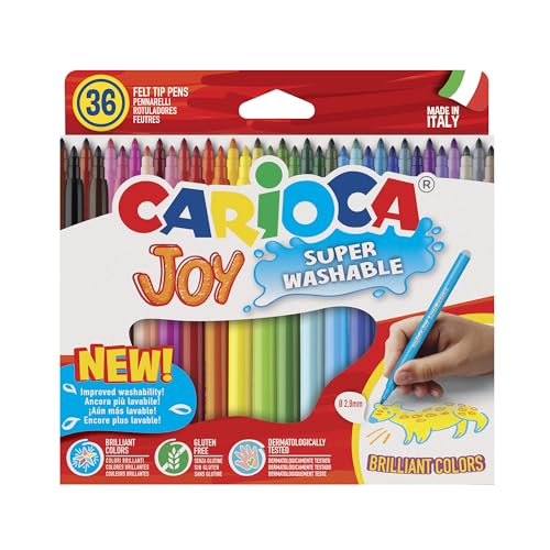 Carioca Joy Superwashable Filzstift, abwaschbar mit feiner Spitze, 36 Stück von Carioca