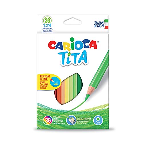 Carioca TITA Bleistifte | Set mit sechseckigen Buntstiften mit robuster Spitze für Kinder,36 Stück von CARIOCA