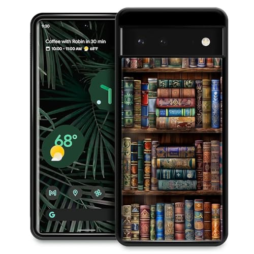 CARLOCA Kompatibel mit Google Pixel 7 Hülle, Design für Mädchen, stoßfest, kratzfest, harte PC-Rückseite, modisches Muster, buntes Leder, Bücherregal von CARLOCA