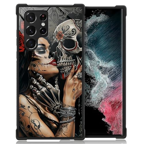 CARLOCA Kompatibel mit Samsung Galaxy S23 Ultra Hülle, Tag der Toten Skelett Mädchen Liebe Muster für Mädchen Ultra Schutz Stoßfest Weich Silikon TPU Rutschfeste Rückseite von CARLOCA