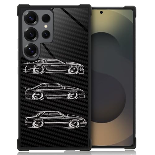 CARLOCA Kompatibel mit Samsung Galaxy S25 Ultra Hülle, Design für Mädchen, stoßfest, kratzfest, harte PC-Rückseite, modisches Muster, schwarz-weiß, Vektor-Auto-Design-Kunst von CARLOCA