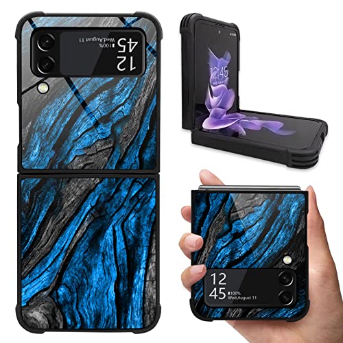 CARLOCA Kompatibel mit Samsung Galaxy Z Flip 3 5G Hülle, Marineblau Camo Holzmaserung Samsung Galaxy Z Flip 3 5G Hüllen, modisches Grafik-Design, stoßfest, kratzfest, Samsung Z Flip 3 5G von CARLOCA