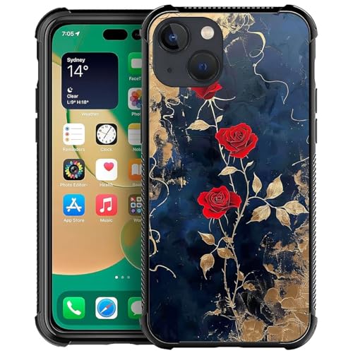 CARLOCA Kompatibel mit iPhone 13 Hülle, Rote Rosen Blattmuster für Mädchen, Ultra-Schutz, stoßfest, weiches Silikon, TPU, rutschfeste Rückseite CARLOCA Kompatibel mit iPhone 13 Hülle, Rote Rosen Blattmuster für Mädchen, Ultra-Schutz, stoßfest, weiches Silikon, TPU, rutschfeste Rückseite von CARLOCA