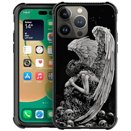 CARLOCA Kompatibel mit iPhone 13 Pro Max Hülle, Engel Mädchen Flügel Schädel Mode Muster Design für Mädchen Stoßfest Anti-Kratzer Harte PC Rückseite Hülle für iPhone 13 Pro Max von CARLOCA