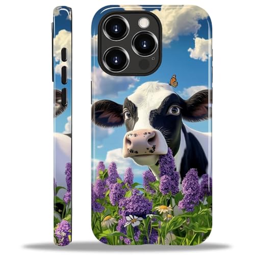 CARLOCA Kompatibel mit iPhone 14 Pro Max Hüllen, 2-in-1, glänzendes Silikon, Hart-PC für MagSafe, bietet umfassenden Schutz für iPhone 14 Pro Max, mit Kuh, Schmetterling, blauem Himmel, Wolken-Design CARLOCA Kompatibel mit iPhone 14 Pro Max Hüllen, 2-in-1, glänzendes Silikon, Hart-PC für MagSafe, bietet umfassenden Schutz für iPhone 14 Pro Max, mit Kuh, Schmetterling, blauem Himmel, Wolken-Design von CARLOCA