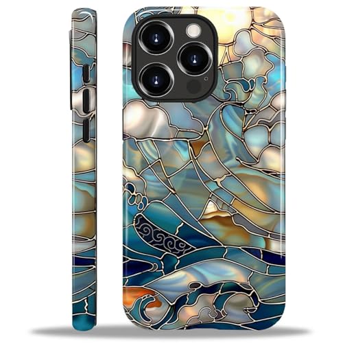 CARLOCA Kompatibel mit iPhone 14 Pro Max Hüllen, 2-in-1 Glänzendes Silikon, Hart-PC für MagSafe bietet umfassenden Schutz für iPhone 14 Pro Max mit Buntglas-Motiv Meereswellen, Sonne CARLOCA Kompatibel mit iPhone 14 Pro Max Hüllen, 2-in-1 Glänzendes Silikon, Hart-PC für MagSafe bietet umfassenden Schutz für iPhone 14 Pro Max mit Buntglas-Motiv Meereswellen, Sonne von CARLOCA