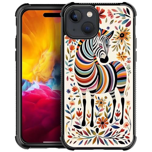 CARLOCA Kompatibel mit iPhone 15 Hülle, Zebra Folk Art Line Farbe mit Blumenblattmuster für Mädchen, Ultra-Schutz, stoßfest, weiches Silikon, TPU, rutschfeste Rückseite CARLOCA Kompatibel mit iPhone 15 Hülle, Zebra Folk Art Line Farbe mit Blumenblattmuster für Mädchen, Ultra-Schutz, stoßfest, weiches Silikon, TPU, rutschfeste Rückseite von CARLOCA
