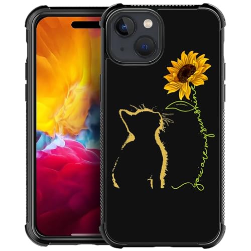 CARLOCA Kompatibel mit iPhone 15 Hülle, gelbe Katze Sonnenblume Hülle für Mädchen, modisches Grafikdesign, stoßfest, kratzfest, Fallschutz für iPhone 15 CARLOCA Kompatibel mit iPhone 15 Hülle, gelbe Katze Sonnenblume Hülle für Mädchen, modisches Grafikdesign, stoßfest, kratzfest, Fallschutz für iPhone 15 von CARLOCA