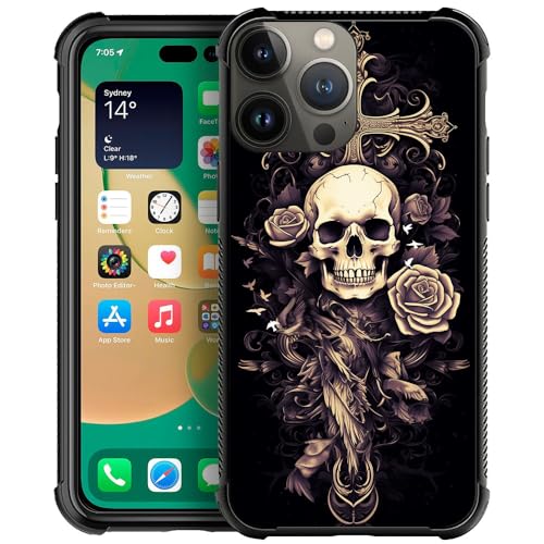 CARLOCA Kompatibel mit iPhone 15 Pro Hülle, Lila Rose Totenkopf Kreuz iPhone 15 Pro Hüllen Grafikdesign Stoßfest Anti-Kratzer Fallschutz Hülle CARLOCA Kompatibel mit iPhone 15 Pro Hülle, Lila Rose Totenkopf Kreuz iPhone 15 Pro Hüllen Grafikdesign Stoßfest Anti-Kratzer Fallschutz Hülle von CARLOCA