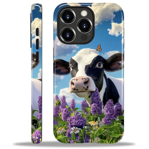 CARLOCA Kompatibel mit iPhone 15 Pro Hüllen, 2-in-1, glänzendes Silikon, Hart-PC für MagSafe, bietet umfassenden Schutz für iPhone 15 Pro, mit Kuh-, Schmetterlings-, Blau-Himmelwolken-Design CARLOCA Kompatibel mit iPhone 15 Pro Hüllen, 2-in-1, glänzendes Silikon, Hart-PC für MagSafe, bietet umfassenden Schutz für iPhone 15 Pro, mit Kuh-, Schmetterlings-, Blau-Himmelwolken-Design von CARLOCA