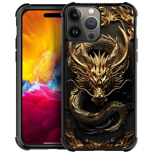 CARLOCA Kompatibel mit iPhone 15 Pro Max, Goldener Drachen-Schutzhülle für iPhone 15 Pro Max, Hüllen für Männer und Jungen, kratzfeste, weiche TPU-Muster, Schutzhülle für iPhone 15 Pro Max 6,7 Zoll von CARLOCA