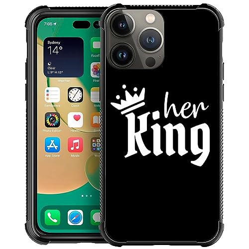 CARLOCA Kompatibel mit iPhone 15 Pro Max, Motiv: "Couple Her King" Muster, iPhone 15 Pro Max, ultra-Schutz, stoßfest, weiches Silikon, TPU, rutschfeste Rückseite für iPhone 15 Pro Max von CARLOCA