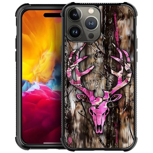 CARLOCA Kompatibel mit iPhone 15 Pro Max Hülle, Holz Rosa Jagd Hirsch Schädel Muster für Mädchen Ultra Schutz Stoßfest Weich Silikon TPU Rutschfeste Rückseite CARLOCA Kompatibel mit iPhone 15 Pro Max Hülle, Holz Rosa Jagd Hirsch Schädel Muster für Mädchen Ultra Schutz Stoßfest Weich Silikon TPU Rutschfeste Rückseite von CARLOCA