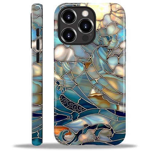 CARLOCA Kompatibel mit iPhone 15 Pro Max Hüllen, 2-in-1, glänzendes Silikon, Hart-PC für MagSafe, bietet umfassenden Schutz für iPhone 15 Pro Max mit Buntglas, Meereswellen, Sonnen-Design CARLOCA Kompatibel mit iPhone 15 Pro Max Hüllen, 2-in-1, glänzendes Silikon, Hart-PC für MagSafe, bietet umfassenden Schutz für iPhone 15 Pro Max mit Buntglas, Meereswellen, Sonnen-Design von CARLOCA
