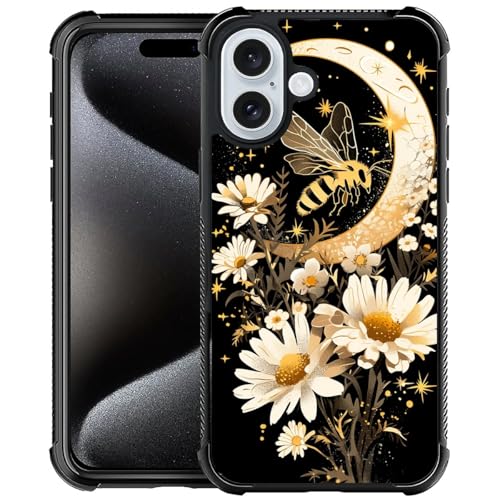 CARLOCA Kompatibel mit iPhone 16 Hülle, Moon Bees Gänseblümchen Muster für Mädchen, Ultra-Schutz, stoßfest, weiches Silikon, TPU, rutschfeste Rückseite CARLOCA Kompatibel mit iPhone 16 Hülle, Moon Bees Gänseblümchen Muster für Mädchen, Ultra-Schutz, stoßfest, weiches Silikon, TPU, rutschfeste Rückseite von CARLOCA