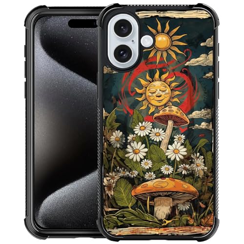 CARLOCA Kompatibel mit iPhone 16 Hülle, Retro-Pilz-Sonnenmuster für Mädchen, Ultra-Schutz, stoßfest, weiches Silikon, TPU, rutschfeste Rückseite CARLOCA Kompatibel mit iPhone 16 Hülle, Retro-Pilz-Sonnenmuster für Mädchen, Ultra-Schutz, stoßfest, weiches Silikon, TPU, rutschfeste Rückseite von CARLOCA