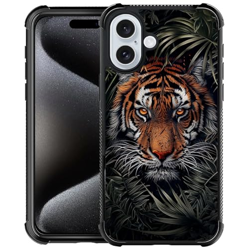 CARLOCA Kompatibel mit iPhone 16 Hülle, Tiger King Angriffsmuster für Mädchen, Ultra-Schutz, stoßfest, weiches Silikon, TPU, rutschfeste Rückseite von CARLOCA