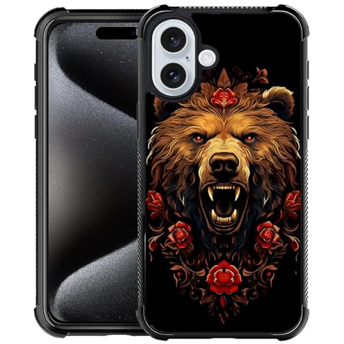 CARLOCA Kompatibel mit iPhone 16 Hülle, Vintage Waldbär Muster für Mädchen, Ultra-Schutz, stoßfest, weiches Silikon, TPU, rutschfeste Rückseite CARLOCA Kompatibel mit iPhone 16 Hülle, Vintage Waldbär Muster für Mädchen, Ultra-Schutz, stoßfest, weiches Silikon, TPU, rutschfeste Rückseite von CARLOCA