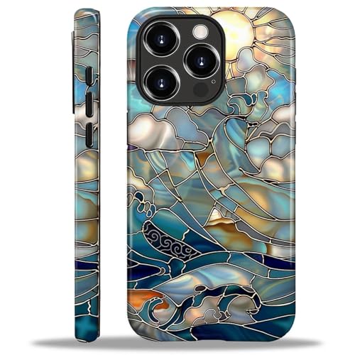 CARLOCA Kompatibel mit iPhone 16 Pro Hüllen, 2-in-1, glänzendes Silikon, Hart-PC für MagSafe, bietet umfassenden Schutz für iPhone 16 Pro mit Buntglas, Meereswellen, Sonne Design CARLOCA Kompatibel mit iPhone 16 Pro Hüllen, 2-in-1, glänzendes Silikon, Hart-PC für MagSafe, bietet umfassenden Schutz für iPhone 16 Pro mit Buntglas, Meereswellen, Sonne Design von CARLOCA