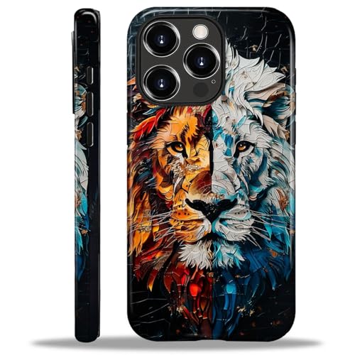 CARLOCA Kompatibel mit iPhone 16 Pro Hüllen, 2-in-1, glänzendes Silikon, Hart-PC für MagSafe, bietet umfassenden Schutz für iPhone 16 Pro mit rotem, blauem Löwen-Split-Design CARLOCA Kompatibel mit iPhone 16 Pro Hüllen, 2-in-1, glänzendes Silikon, Hart-PC für MagSafe, bietet umfassenden Schutz für iPhone 16 Pro mit rotem, blauem Löwen-Split-Design von CARLOCA