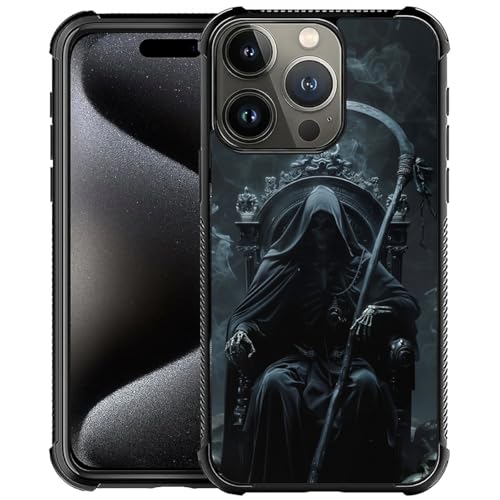 CARLOCA Kompatibel mit iPhone 16 Pro Max Hülle, Design für Mädchen, stoßfest, kratzfest, harte PC-Rückseite, modisches Muster, schwarze Roben, Sensenmann, Thron, Sense CARLOCA Kompatibel mit iPhone 16 Pro Max Hülle, Design für Mädchen, stoßfest, kratzfest, harte PC-Rückseite, modisches Muster, schwarze Roben, Sensenmann, Thron, Sense von CARLOCA