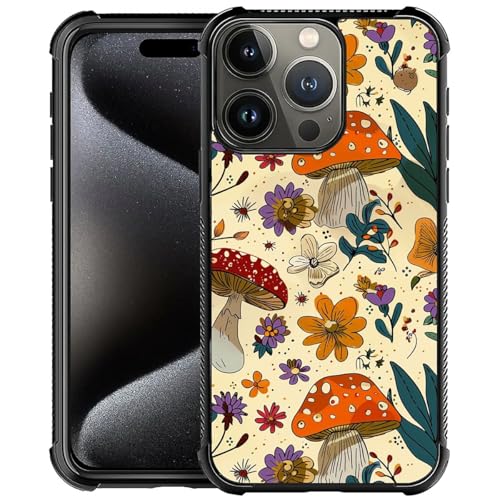 CARLOCA Kompatibel mit iPhone 16 Pro Max Hülle, Magisches Retro-Pilz-Tropenwald-Muster für Mädchen, Ultra-Schutz, stoßfest, weiches Silikon, TPU, rutschfeste Rückseite von CARLOCA