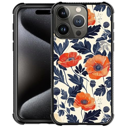 CARLOCA Kompatibel mit iPhone 16 Pro Max Hülle, rote Blumen blühendes Muster für Mädchen, Ultra-Schutz, stoßfest, weiches Silikon, TPU, rutschfeste Rückseite CARLOCA Kompatibel mit iPhone 16 Pro Max Hülle, rote Blumen blühendes Muster für Mädchen, Ultra-Schutz, stoßfest, weiches Silikon, TPU, rutschfeste Rückseite von CARLOCA
