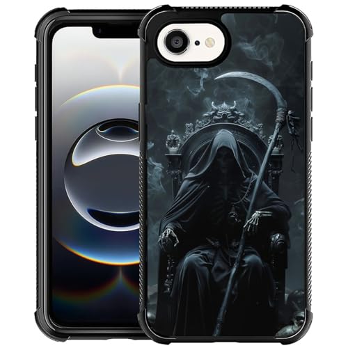 CARLOCA Kompatibel mit iPhone 16e Hülle, Design für Mädchen, stoßfest, kratzfest, harte PC-Rückseite, modisches Muster, schwarze Roben, Sensenmann, Thron, Sense CARLOCA Kompatibel mit iPhone 16e Hülle, Design für Mädchen, stoßfest, kratzfest, harte PC-Rückseite, modisches Muster, schwarze Roben, Sensenmann, Thron, Sense von CARLOCA