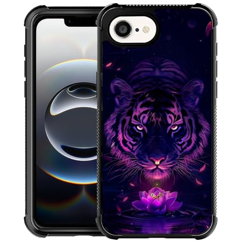 CARLOCA Kompatibel mit iPhone 16e Hülle, Design für Mädchen, stoßfest, kratzfest, harte PC-Rückseite, modisches Muster, schwarzer Tiger, violett, gestreift, Blume, Wasser CARLOCA Kompatibel mit iPhone 16e Hülle, Design für Mädchen, stoßfest, kratzfest, harte PC-Rückseite, modisches Muster, schwarzer Tiger, violett, gestreift, Blume, Wasser von CARLOCA