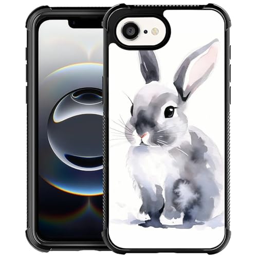 CARLOCA Kompatibel mit iPhone 16e Hülle, Grau Tinte Kaninchenmuster für Mädchen Ultra Schutz Stoßfest Weich Silikon TPU Rutschfeste Rückseite CARLOCA Kompatibel mit iPhone 16e Hülle, Grau Tinte Kaninchenmuster für Mädchen Ultra Schutz Stoßfest Weich Silikon TPU Rutschfeste Rückseite von CARLOCA