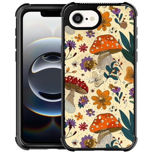 CARLOCA Kompatibel mit iPhone 16e Hülle, Magisches Retro-Pilz-Tropenwald-Muster für Mädchen, Ultra-Schutz, stoßfest, weiches Silikon, TPU, rutschfeste Rückseite von CARLOCA