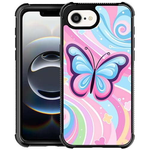 CARLOCA Kompatibel mit iPhone 16e Hülle, Regenbogen buntes Schmetterlingsmuster für Mädchen, Ultra-Schutz, stoßfest, weiches Silikon, TPU, rutschfeste Rückseite CARLOCA Kompatibel mit iPhone 16e Hülle, Regenbogen buntes Schmetterlingsmuster für Mädchen, Ultra-Schutz, stoßfest, weiches Silikon, TPU, rutschfeste Rückseite von CARLOCA