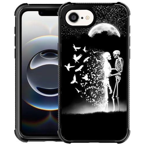 CARLOCA Kompatibel mit iPhone 16e Hülle, für Mädchen, modisches Grafikdesign, stoßfest, kratzfest, Fallschutz für iPhone 16e, Schwarz / Weiß, Totenkopf, Mond, Vogel CARLOCA Kompatibel mit iPhone 16e Hülle, für Mädchen, modisches Grafikdesign, stoßfest, kratzfest, Fallschutz für iPhone 16e, Schwarz / Weiß, Totenkopf, Mond, Vogel von CARLOCA
