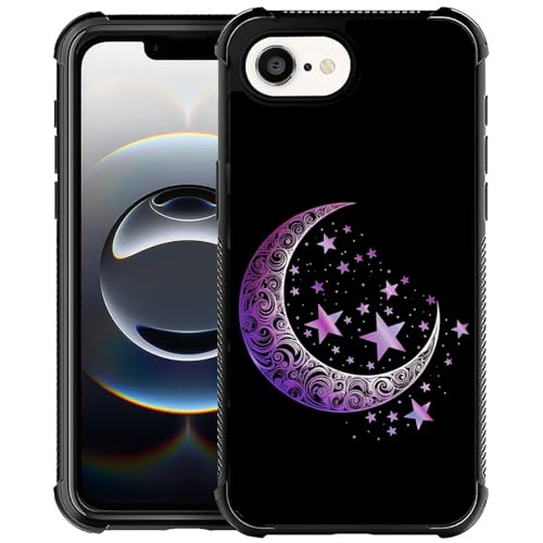 CARLOCA Kompatibel mit iPhone 16e Hülle, für Mädchen, modisches Grafikdesign, stoßfest, kratzfest, Fallschutz für iPhone 16e, niedlich, lila Mondstern-Hüllen von CARLOCA