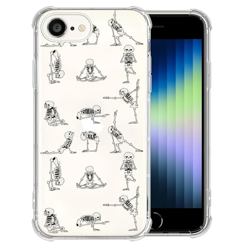 CARLOCA Kompatibel mit iPhone 16e Hülle für Mädchen, transparent mit Design, Kunststoff, stoßfest, TPU-Stoßdämpfer, Schutzhülle für iPhone 16e, lustiges süßes Yoga-Skelett-Muster CARLOCA Kompatibel mit iPhone 16e Hülle für Mädchen, transparent mit Design, Kunststoff, stoßfest, TPU-Stoßdämpfer, Schutzhülle für iPhone 16e, lustiges süßes Yoga-Skelett-Muster von CARLOCA