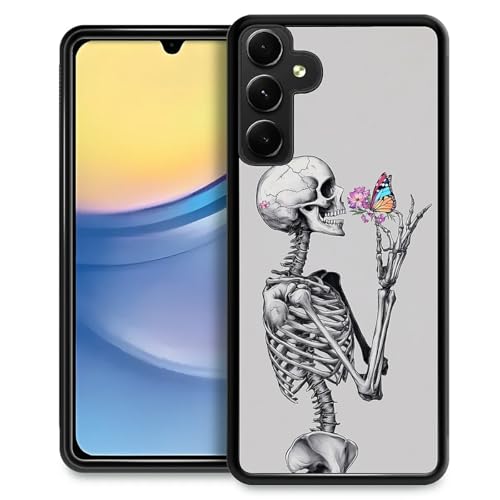 CARLOCA Schutzhülle für Samsung Galaxy A15, für Mädchen und Jungen, ultraschutz, stoßfest, weiches Silikon, TPU, rutschfeste Rückseite, Muster Skelett, Blumen, bunter Schmetterling CARLOCA Schutzhülle für Samsung Galaxy A15, für Mädchen und Jungen, ultraschutz, stoßfest, weiches Silikon, TPU, rutschfeste Rückseite, Muster Skelett, Blumen, bunter Schmetterling von CARLOCA