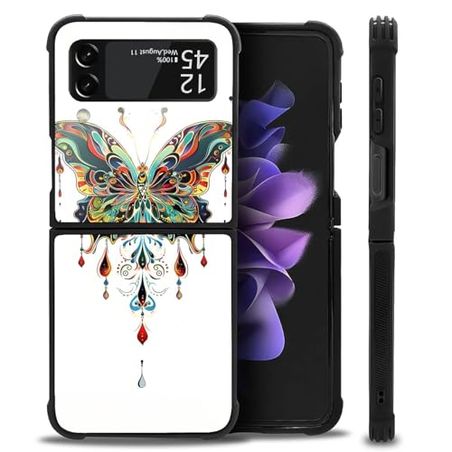 CARLOCA Schutzhülle für Samsung Galaxy Z Flip 3 5G, ultra Schutz, stoßfest, weiches Silikon, TPU, rutschfeste Rückseite, buntes Schmetterlingsmuster, Vektorgrafiken CARLOCA Schutzhülle für Samsung Galaxy Z Flip 3 5G, ultra Schutz, stoßfest, weiches Silikon, TPU, rutschfeste Rückseite, buntes Schmetterlingsmuster, Vektorgrafiken von CARLOCA
